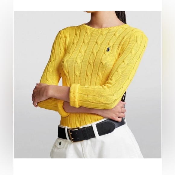 Polo Ralph Lauren Yellow Cable Knit Sweater size XL - Picture 6 of 10